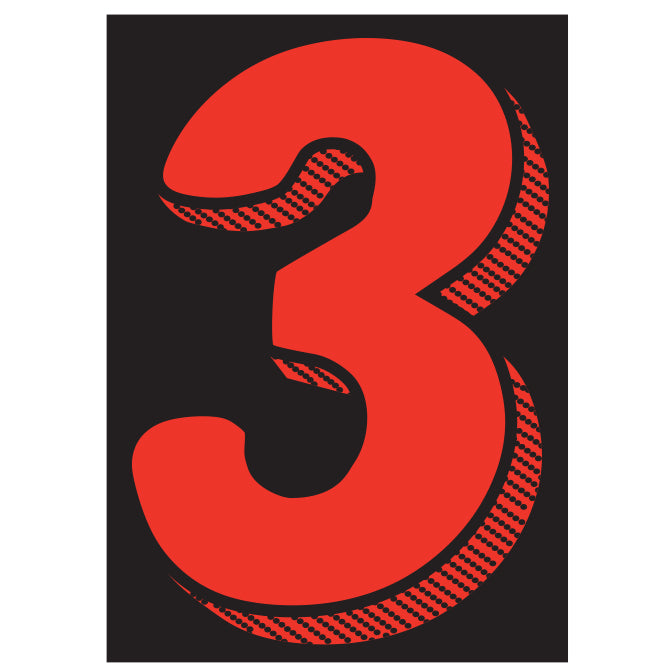 7-1/2" Shadow Number Decals - Red/Black
