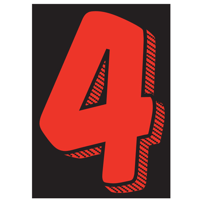 7-1/2" Shadow Number Decals - Red/Black