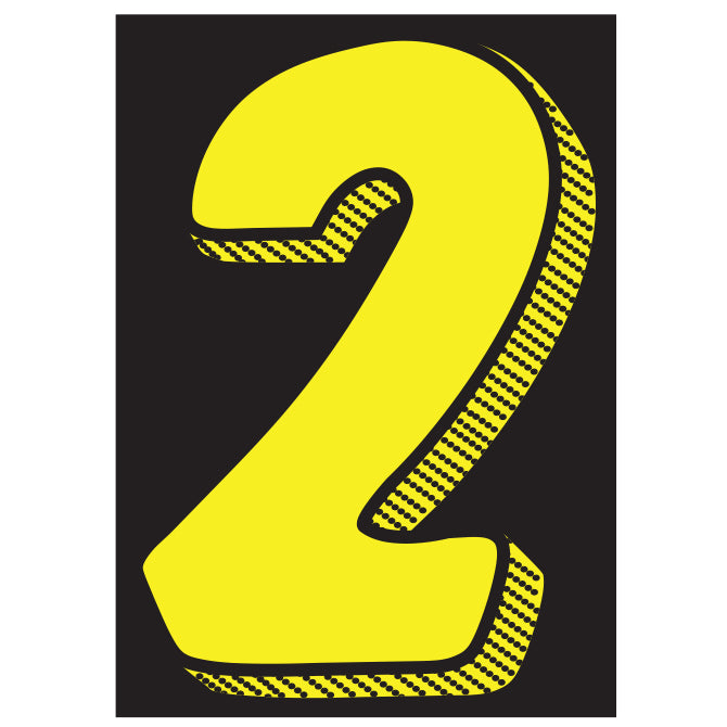 7-1/2" Shadow Number Decals - Yellow/Black