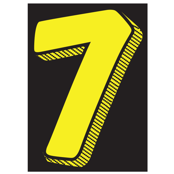 7-1/2" Shadow Number Decals - Yellow/Black