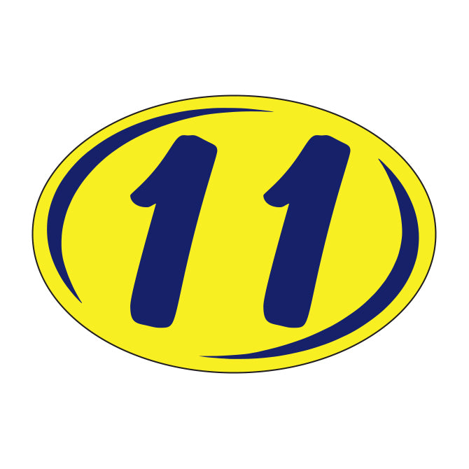 Small Oval Year Decals - Blue/Yellow