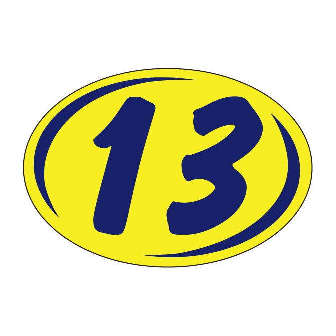 Small Oval Year Decals - Blue/Yellow
