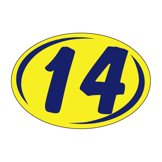 Small Oval Year Decals - Blue/Yellow