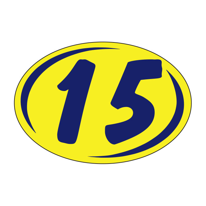 Small Oval Year Decals - Blue/Yellow