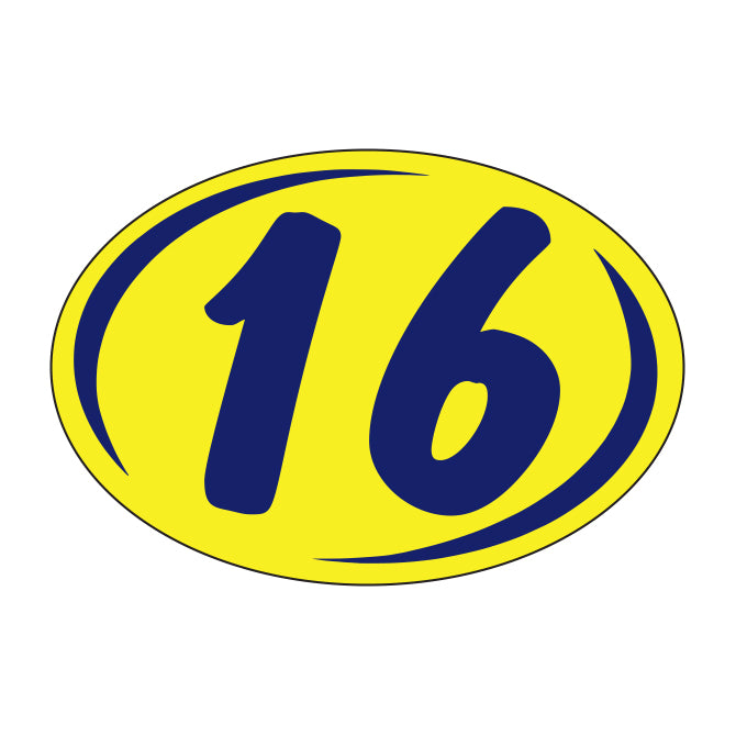 Small Oval Year Decals - Blue/Yellow