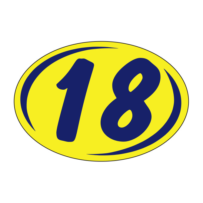 Small Oval Year Decals - Blue/Yellow