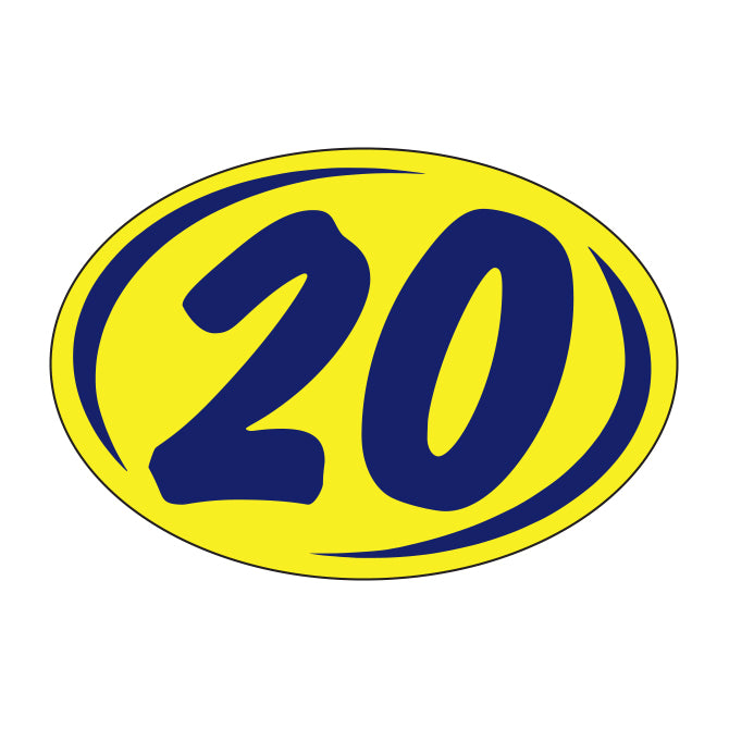 Small Oval Year Decals - Blue/Yellow