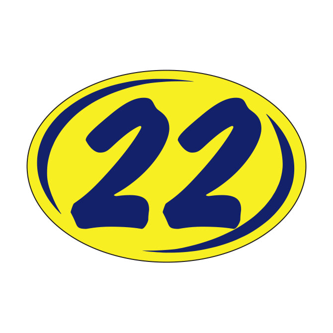 Small Oval Year Decals - Blue/Yellow