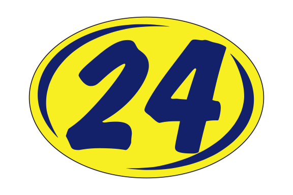 Small Oval Year Decals - Blue/Yellow
