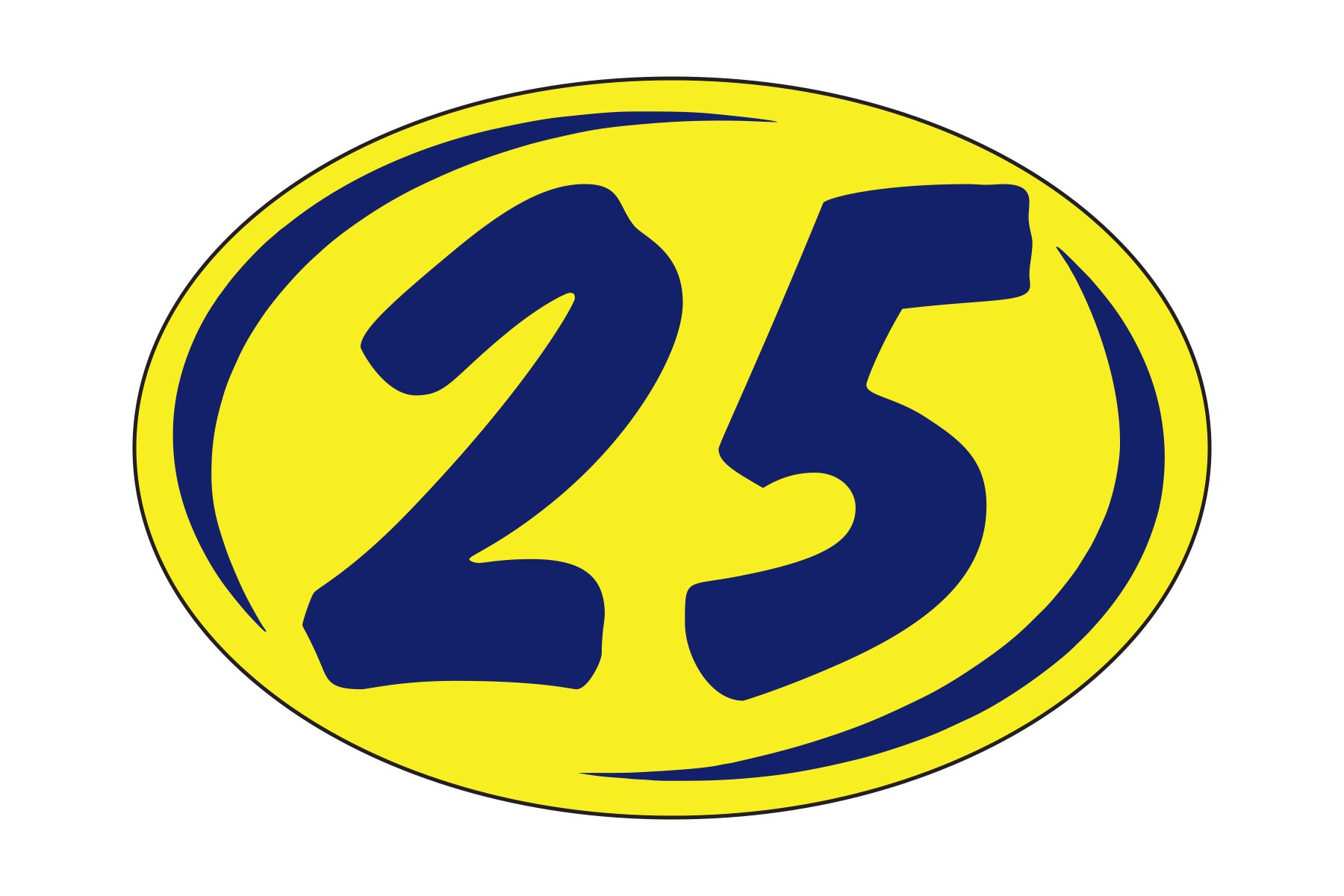Small Oval Year Decals - Blue/Yellow
