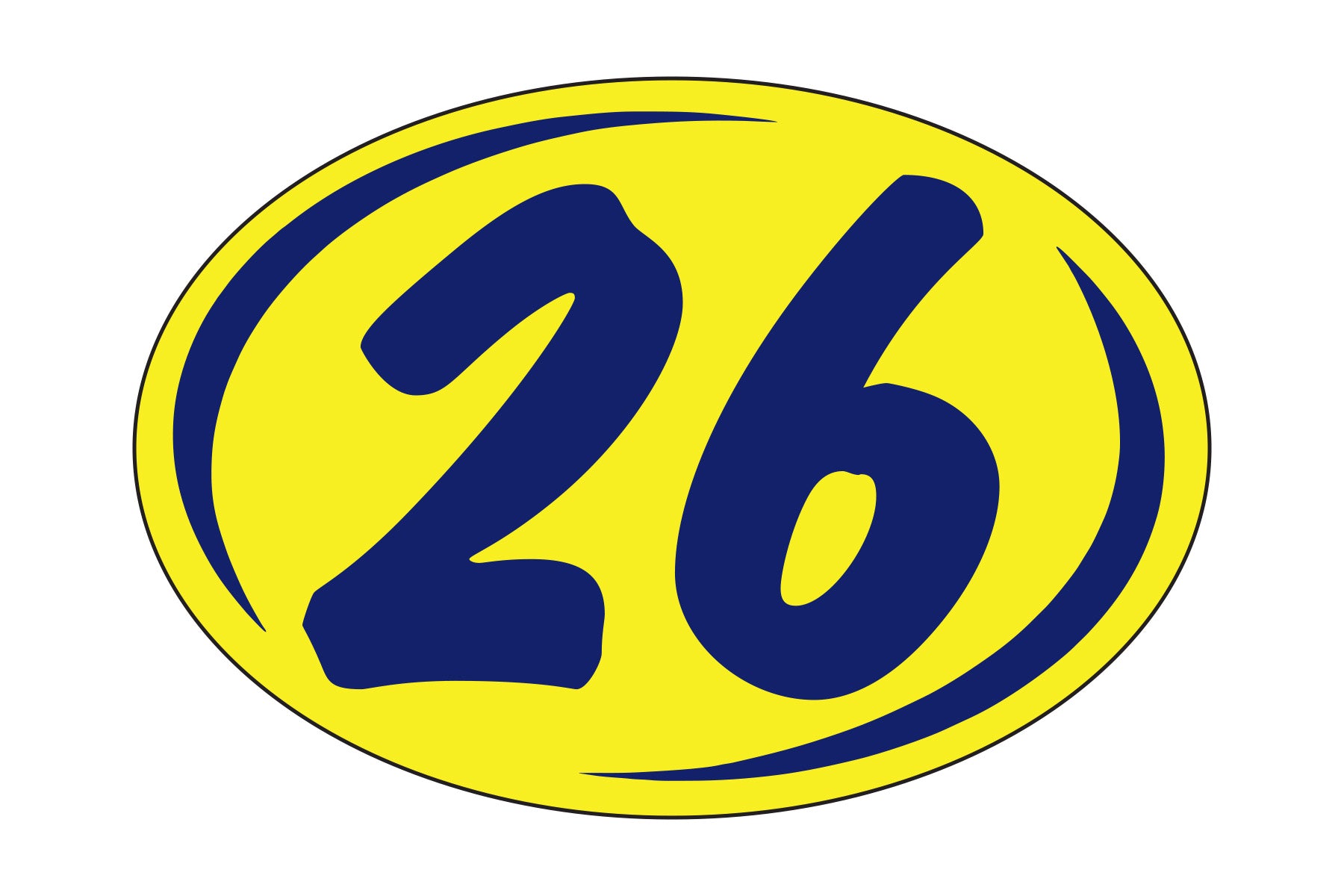 Small Oval Year Decals - Blue/Yellow