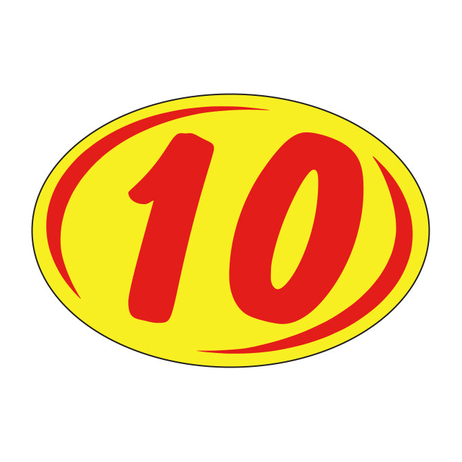 Small Oval Year Decals - Red/Yellow
