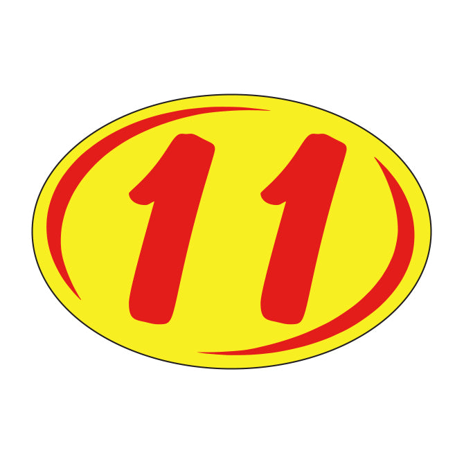 Small Oval Year Decals - Red/Yellow