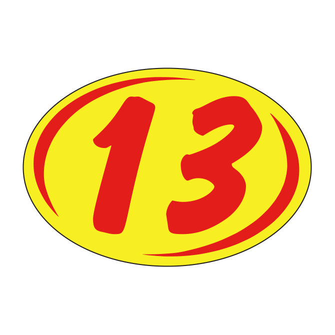 Small Oval Year Decals - Red/Yellow