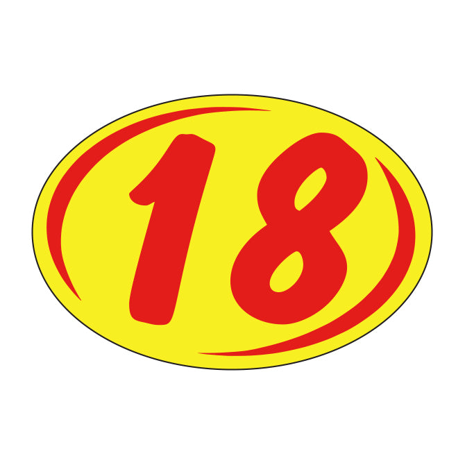 Small Oval Year Decals - Red/Yellow