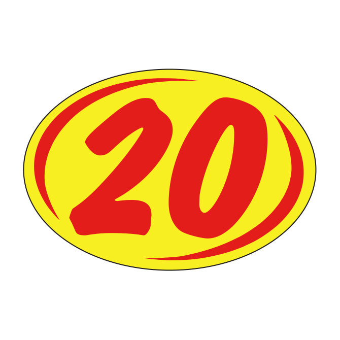 Small Oval Year Decals - Red/Yellow