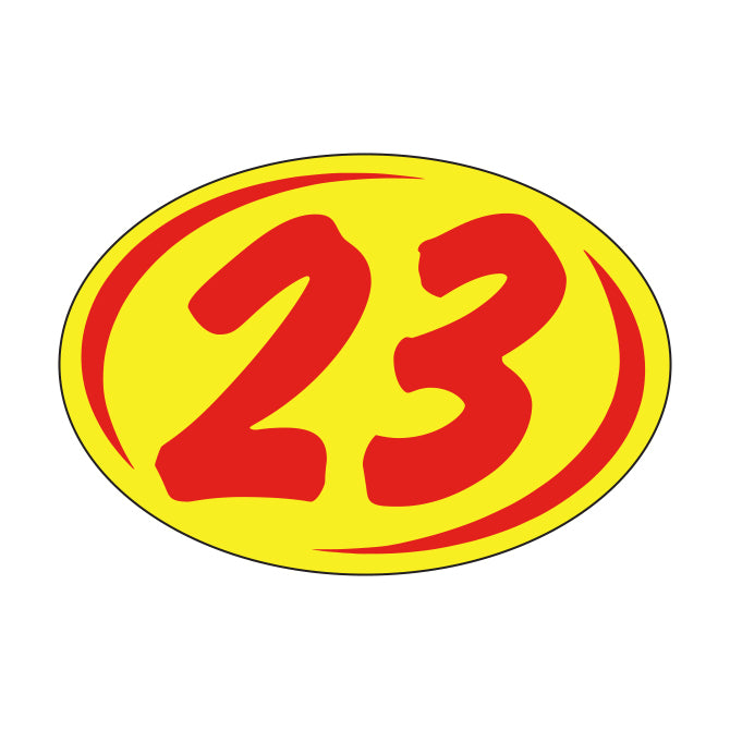 Small Oval Year Decals - Red/Yellow