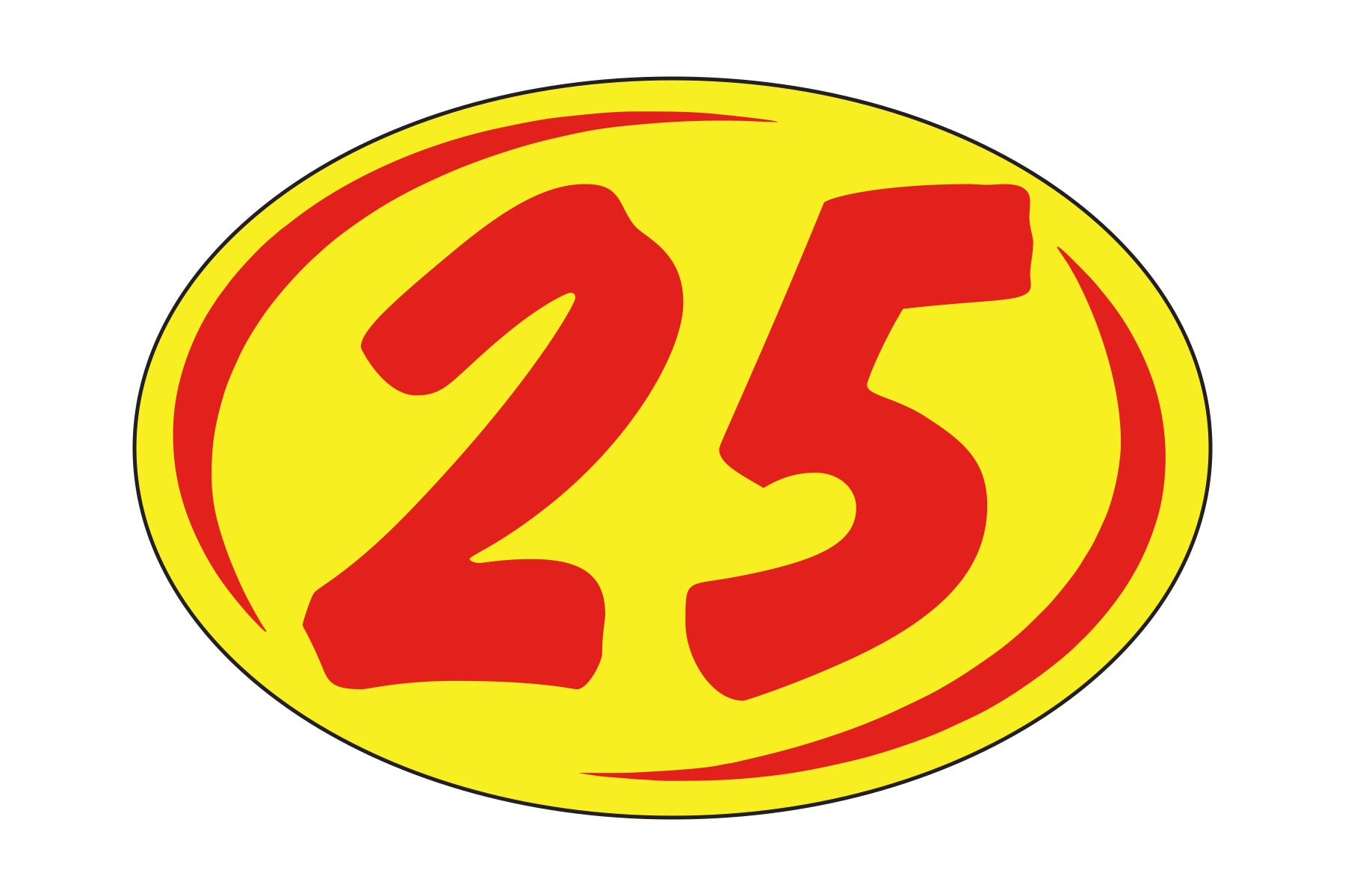 Small Oval Year Decals - Red/Yellow
