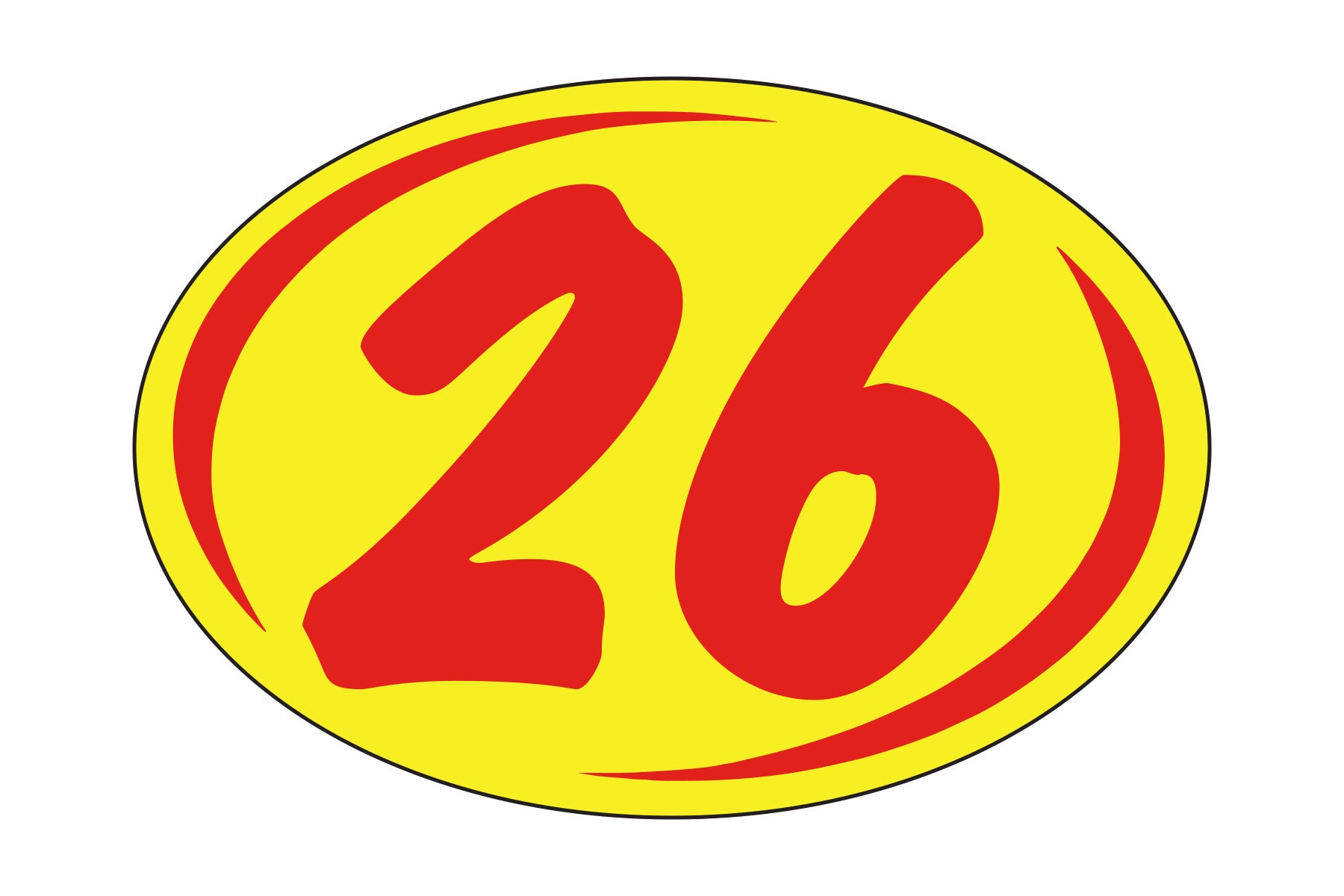 Small Oval Year Decals - Red/Yellow