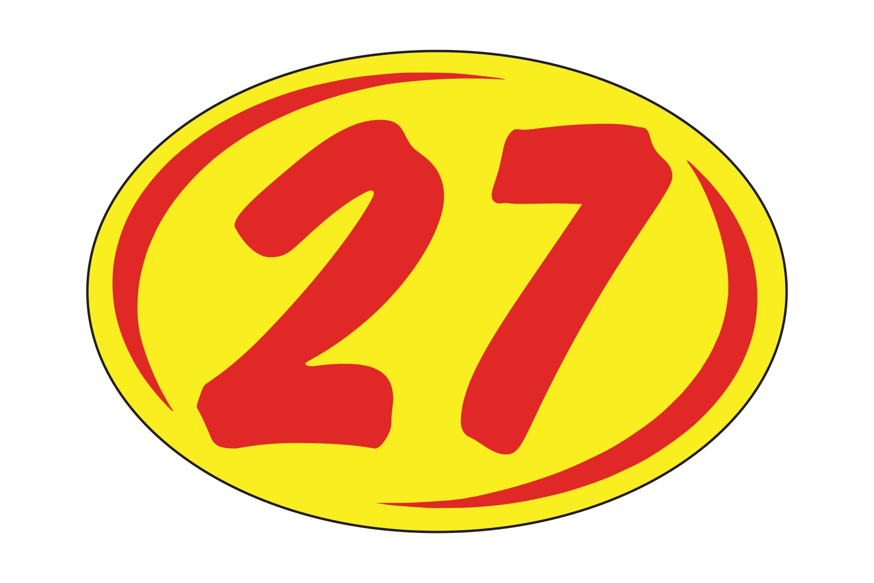 Small Oval Year Decals - Red/Yellow