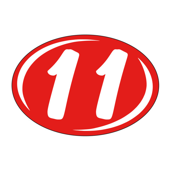 Small Oval Year Decals - White/Red