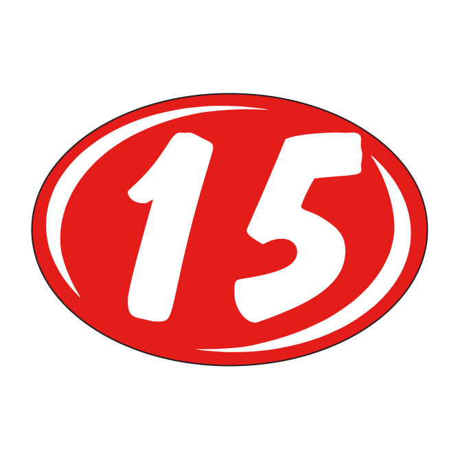 Small Oval Year Decals - White/Red