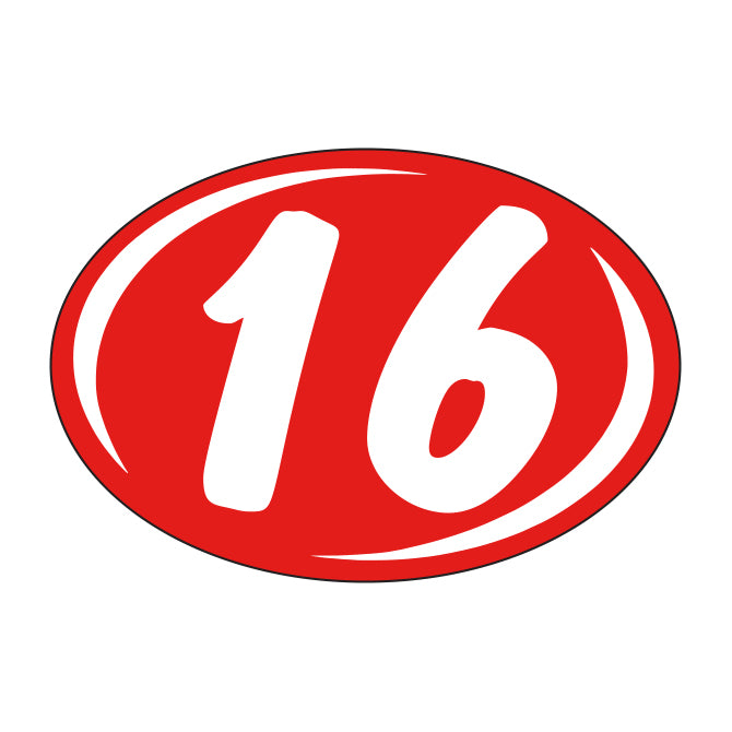Small Oval Year Decals - White/Red
