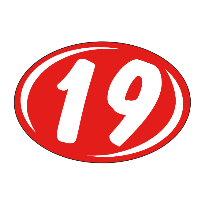 Small Oval Year Decals - White/Red