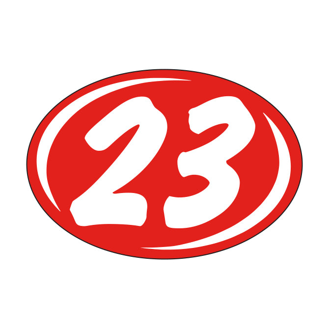 Small Oval Year Decals - White/Red