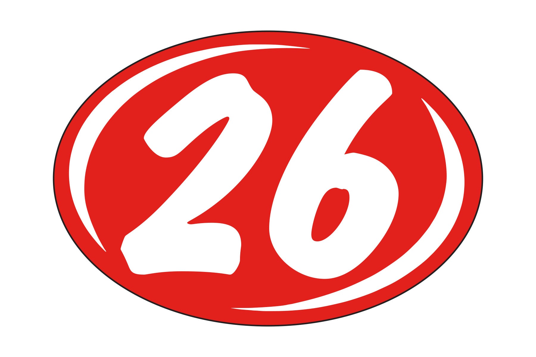 Small Oval Year Decals - White/Red