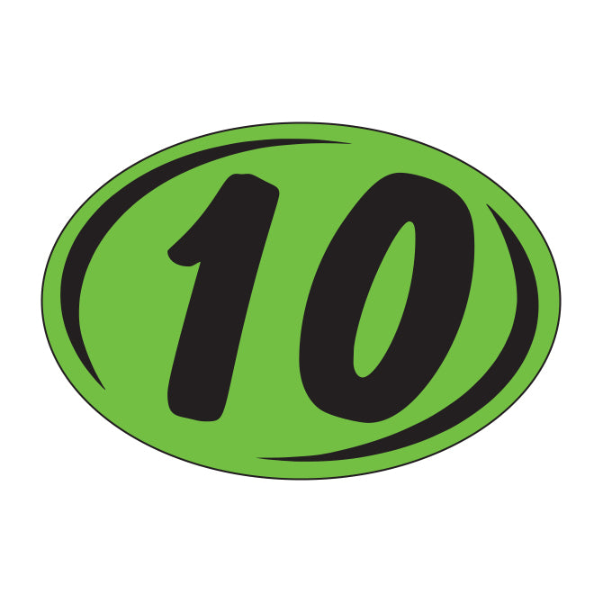 Small Oval Year Decals - Black/Fluorescent Green