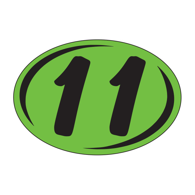 Small Oval Year Decals - Black/Fluorescent Green