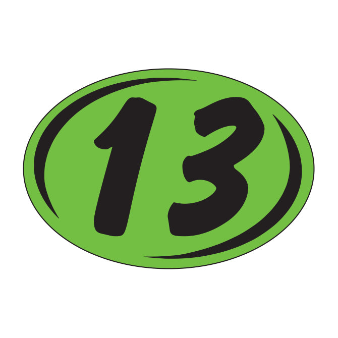Small Oval Year Decals - Black/Fluorescent Green