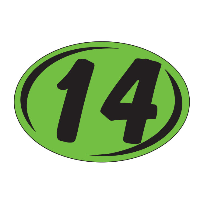 Small Oval Year Decals - Black/Fluorescent Green