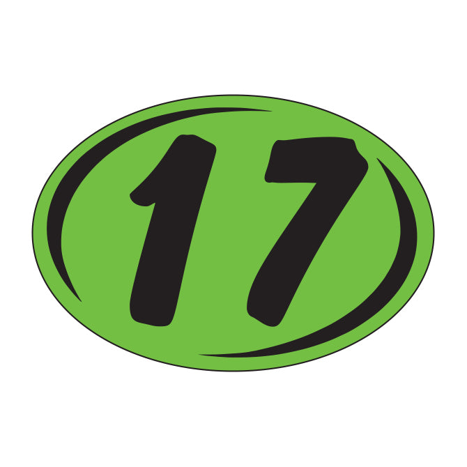 Small Oval Year Decals - Black/Fluorescent Green