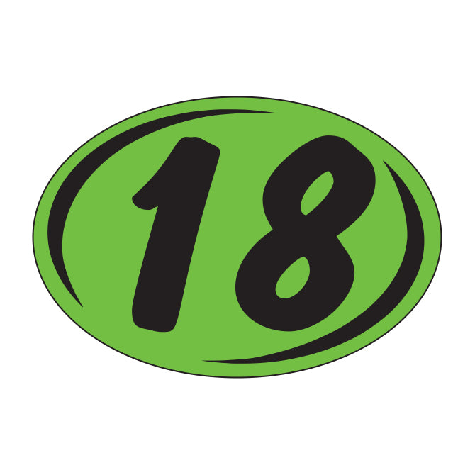 Small Oval Year Decals - Black/Fluorescent Green