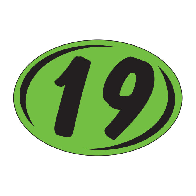 Small Oval Year Decals - Black/Fluorescent Green