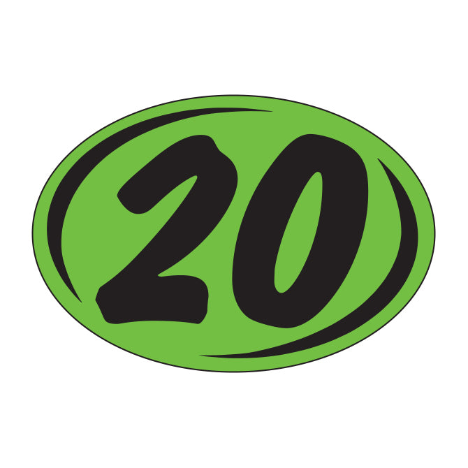 Small Oval Year Decals - Black/Fluorescent Green