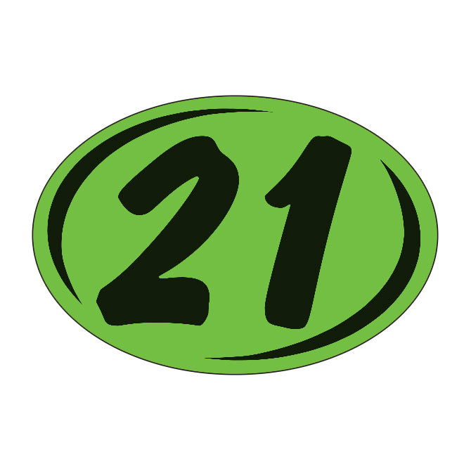 Small Oval Year Decals - Black/Fluorescent Green