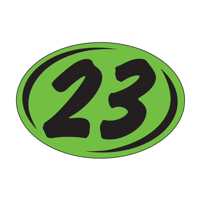 Small Oval Year Decals - Black/Fluorescent Green
