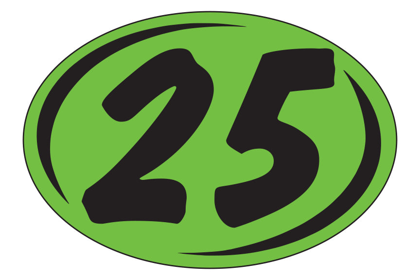 Small Oval Year Decals - Black/Fluorescent Green