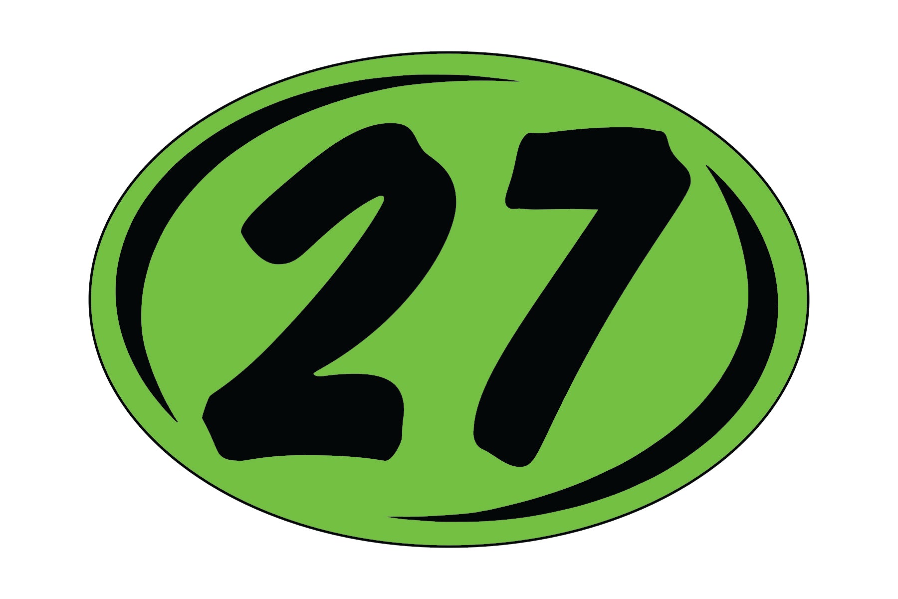 Small Oval Year Decals - Black/Fluorescent Green