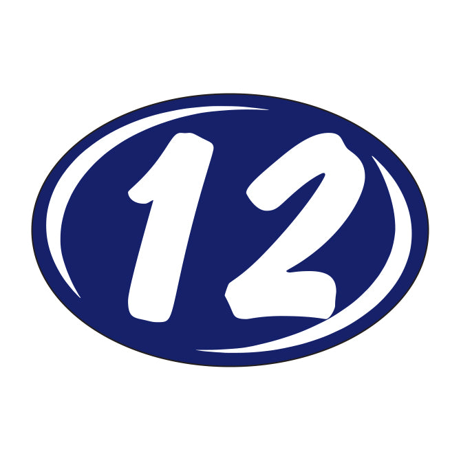 Small Oval Year Decals - White/Blue