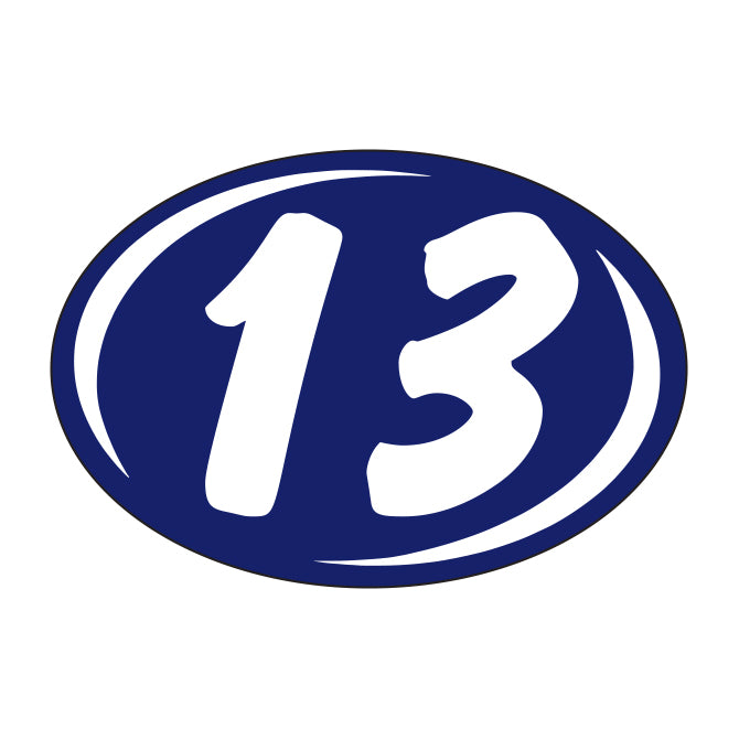 Small Oval Year Decals - White/Blue
