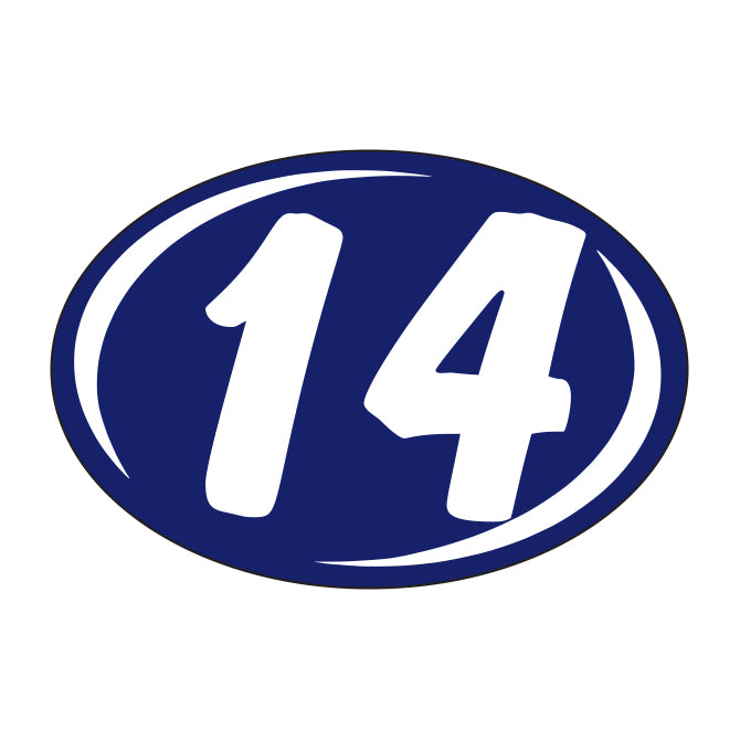 Small Oval Year Decals - White/Blue