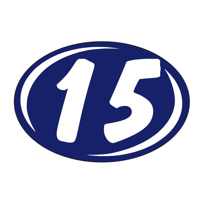 Small Oval Year Decals - White/Blue