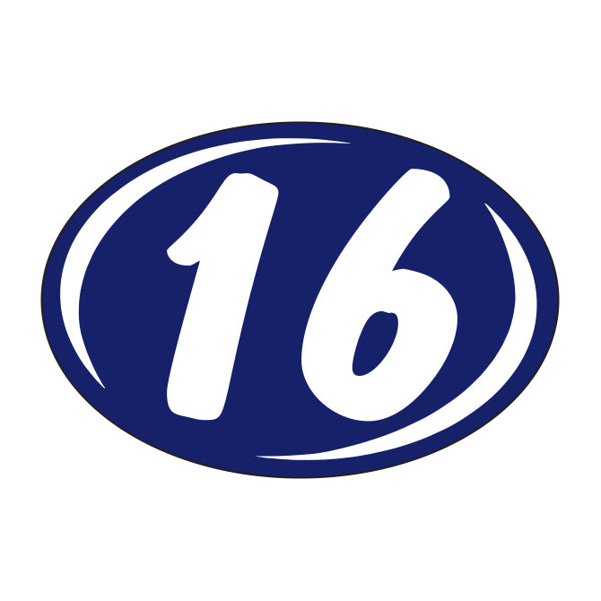 Small Oval Year Decals - White/Blue