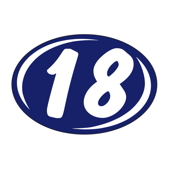 Small Oval Year Decals - White/Blue