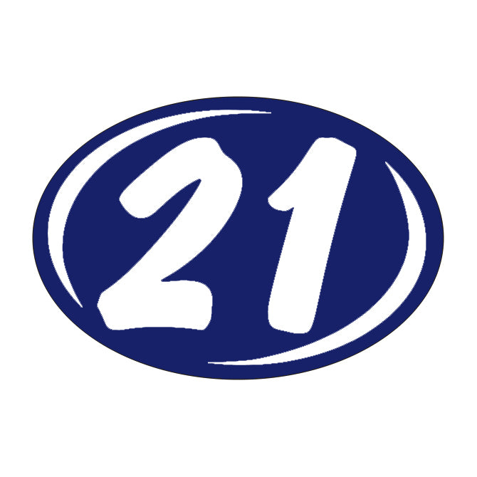 Small Oval Year Decals - White/Blue