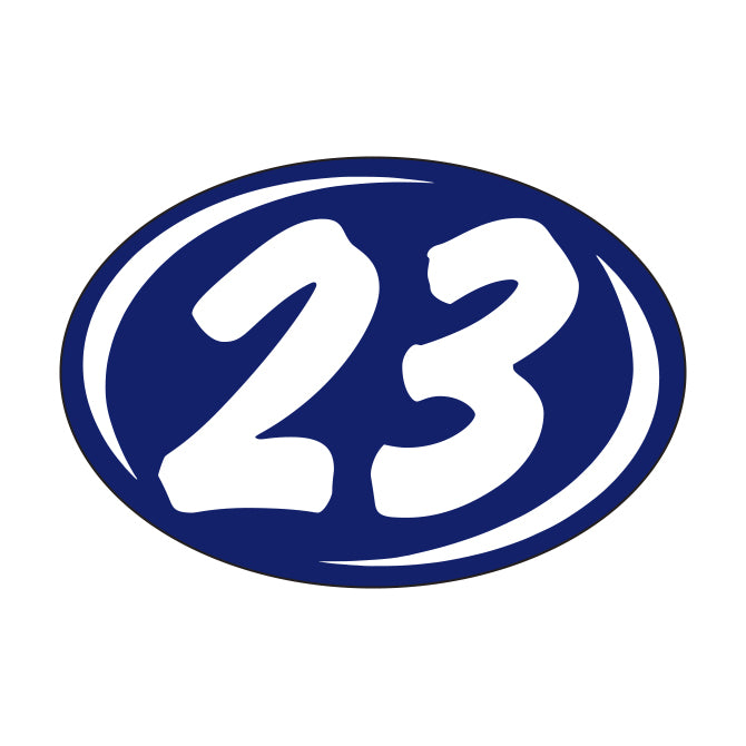 Small Oval Year Decals - White/Blue